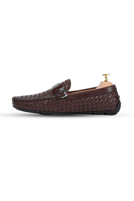 Vantier Brown Ross Weaved Leather Loafers Online at Aza Fashions Vantier_Brown Ross Weaved Leather Loafers _Online_at_Aza_Fashions