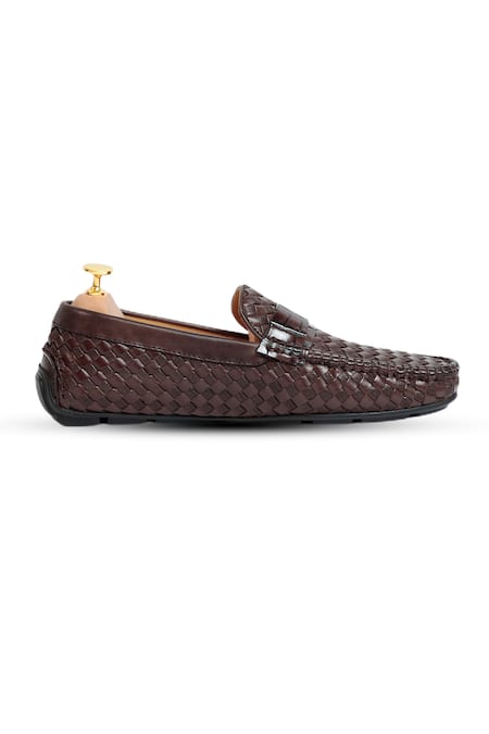 Buy Vantier Brown Ross Weaved Leather Loafers Online at Aza Fashions Buy_Vantier_Brown Ross Weaved Leather Loafers _Online_at_Aza_Fashions