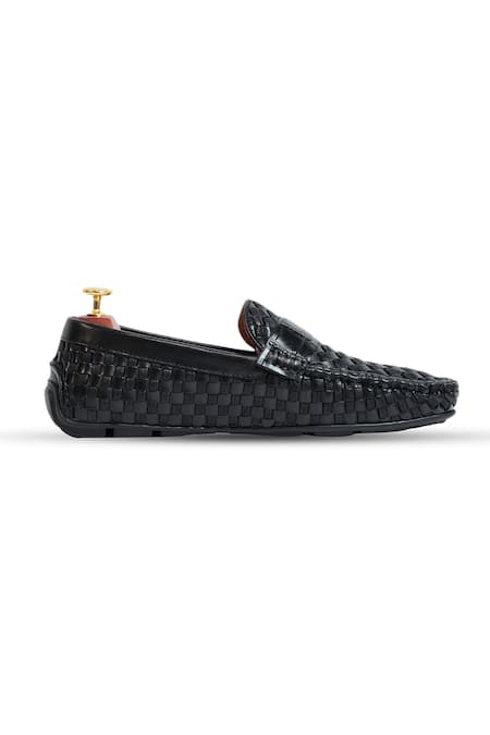 Buy Vantier Black Weave Textured Leather Loafers Online at Aza Fashions Buy_Vantier_Black Weave Textured Leather Loafers _Online_at_Aza_Fashions