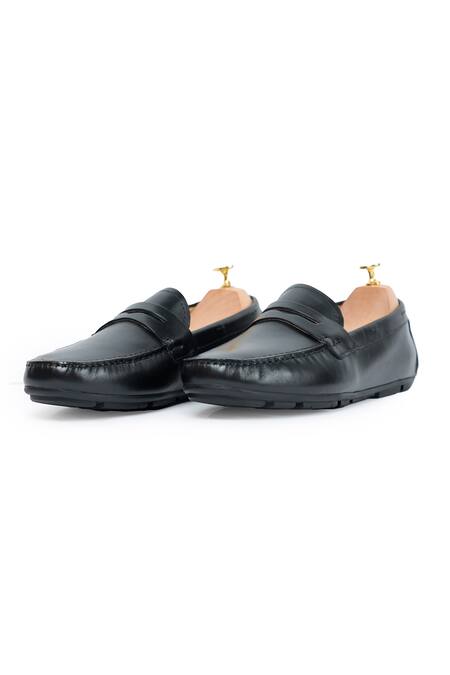 Vantier_Black Markchapman Driving Leather Moccasins _Online_at_Aza_Fashions