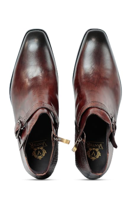 Shop Vantier Brown Cut Work Henry Smith Textured Boots at Aza Fashions Shop_Vantier_Brown Cut Work Henry Smith Textured Boots _at_Aza_Fashions