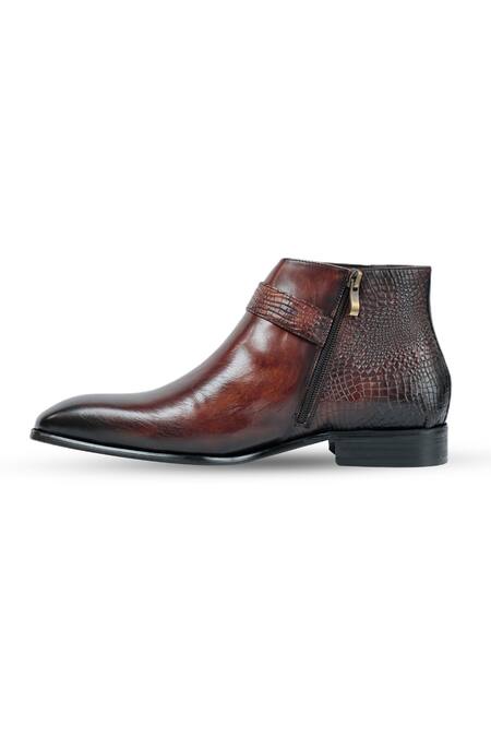Buy Vantier Brown Cut Work Henry Smith Textured Boots Online at Aza Fashions Buy_Vantier_Brown Cut Work Henry Smith Textured Boots _Online_at_Aza_Fashions