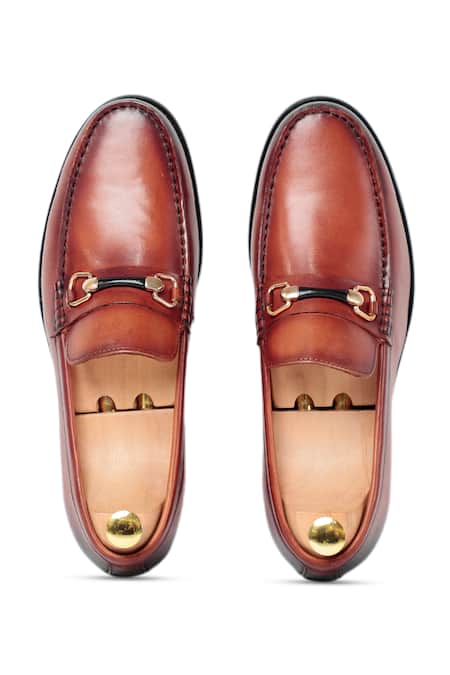 Shop_Vantier_Brown Glen Horsebit Slip-on Loafers _at_Aza_Fashions