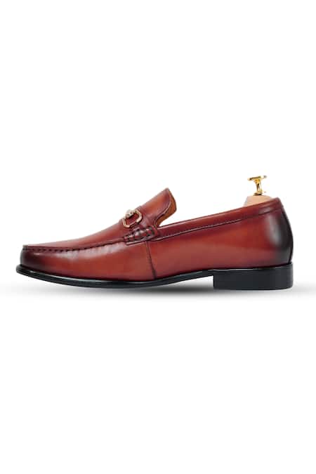 Vantier_Brown Glen Horsebit Slip-on Loafers _Online_at_Aza_Fashions