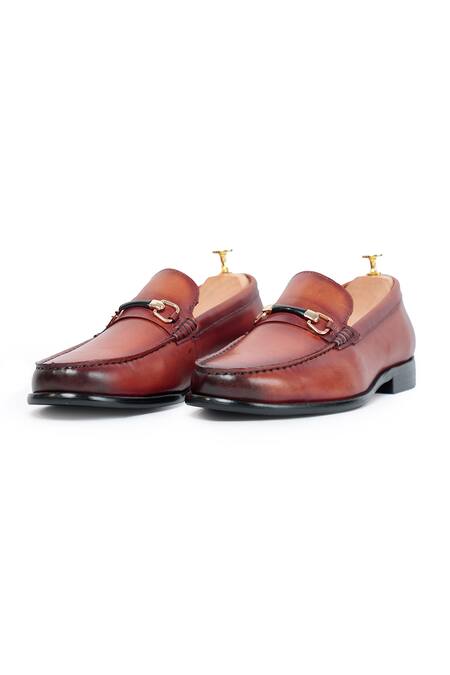 Shop_Vantier_Brown Glen Horsebit Slip-on Loafers _Online_at_Aza_Fashions