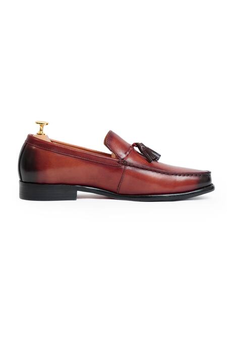 Buy_Vantier_Brown Stalwart Tassel Slip-on Leather Loafers _Online_at_Aza_Fashions