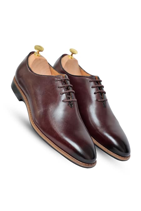 Buy Brown Plain Zurich Leather Oxford Shoes For Men By Vantier Online