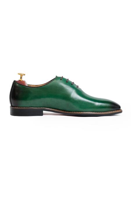Buy Vantier Green Leather Lace-up Oxford Shoes Online at Aza Fashions Buy_Vantier_Green Leather Lace-up Oxford Shoes _Online_at_Aza_Fashions