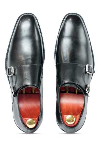 Shop Vantier Black Julius Double Monk Strap Shoes at Aza Fashions Shop_Vantier_Black Julius Double Monk Strap Shoes _at_Aza_Fashions