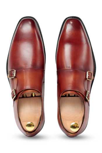 Shop Vantier Brown Julius Double Monk Strap Leather Shoes at Aza Fashions Shop_Vantier_Brown Julius Double Monk Strap Leather Shoes _at_Aza_Fashions