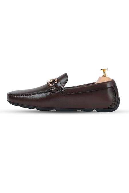 Shop Vantier Brown Horsebit Detail Leather Loafers Online at Aza Fashions Shop_Vantier_Brown Horsebit Detail Leather Loafers _Online_at_Aza_Fashions