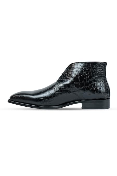 Buy_Vantier_Black King Croc Leather Chukka Boots _Online_at_Aza_Fashions