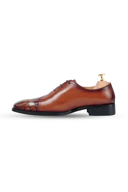 Shop_Vantier_Brown Aristo Croc Lace-up Shoes _Online_at_Aza_Fashions