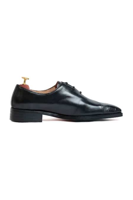 Buy_Vantier_Black Aristo Croc Lace-up Leather Shoes _Online_at_Aza_Fashions