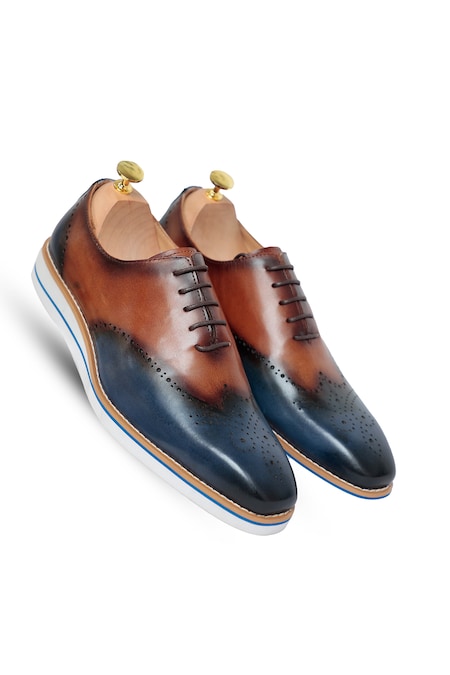 Vantier Blue Brogue Ethen Oxford Shoes 