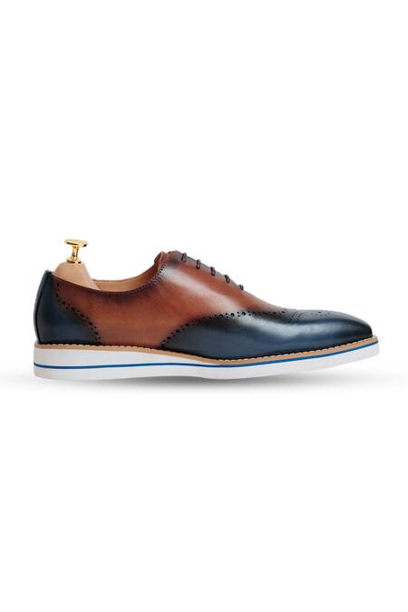 Vantier_Blue Buckles Ethen Brogue Oxford Shoes _Online_at_Aza_Fashions
