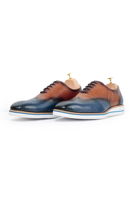 Vantier_Blue Buckles Ethen Brogue Oxford Shoes _at_Aza_Fashions