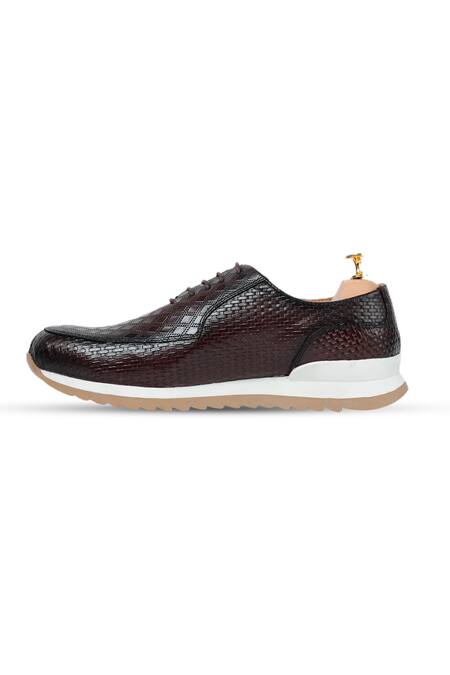Shop_Vantier_Brown Adam Jeferry Leather Sneakers _Online_at_Aza_Fashions