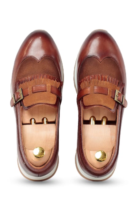 Vantier Darryl Leather Fringed Sneakers 