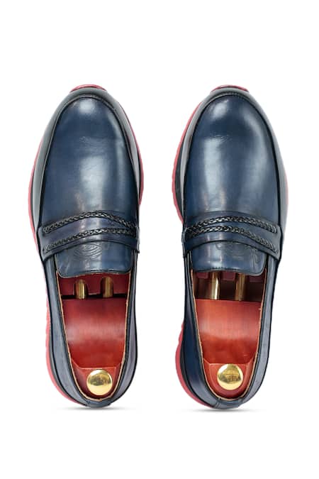 Vantier Braided Blue Leather Sneakers 