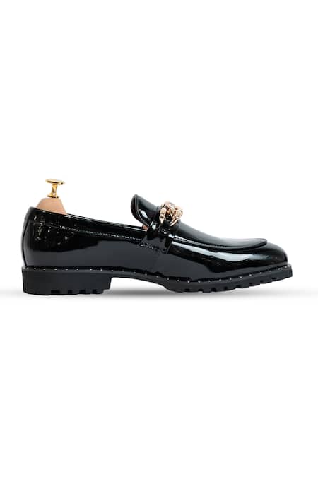 Vantier Black Patent Leather Slip-on Loafers Online at Aza Fashions Vantier_Black Patent Leather Slip-on Loafers _Online_at_Aza_Fashions