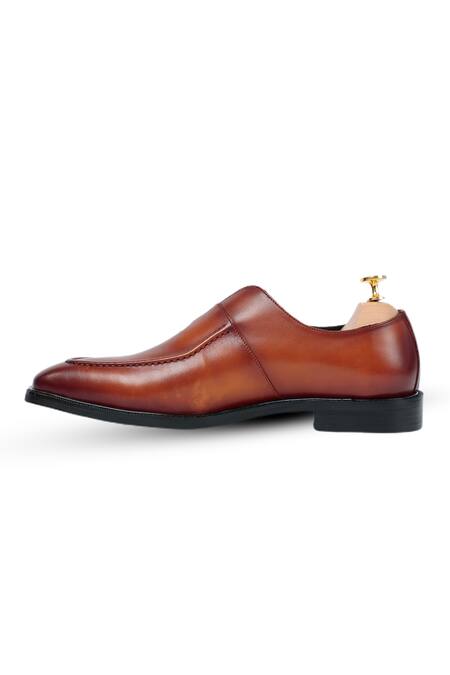 Shop Vantier Brown Melvin Leather Single Monk Shoes Online at Aza Fashions Shop_Vantier_Brown Melvin Leather Single Monk Shoes _Online_at_Aza_Fashions