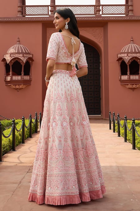 Shop Ariyana By Aza Ivory Silk , Viscose, Embroidery, Flower Bridal Lehenga Set at Aza Fashions Shop_Ariyana By Aza_Ivory Silk , Viscose, Embroidery, Flower Bridal Lehenga Set _at_Aza_Fashions