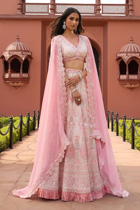 Ariyana By Aza Ivory Silk , Viscose, Embroidery, Flower Bridal Lehenga Set at Aza Fashions Ariyana By Aza_Ivory Silk , Viscose, Embroidery, Flower Bridal Lehenga Set _at_Aza_Fashions