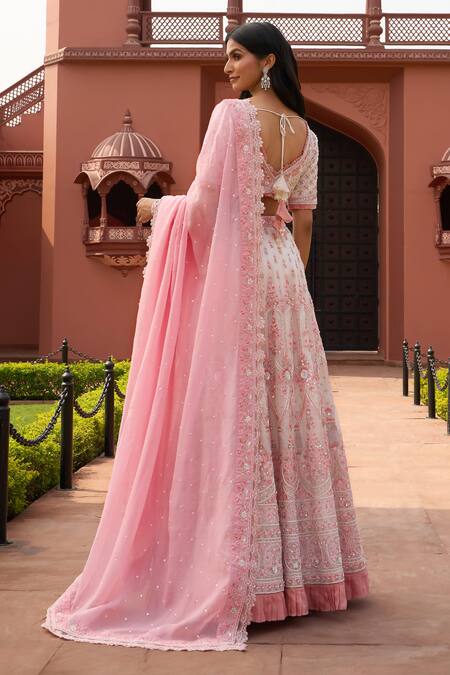 Buy Ariyana By Aza Ivory Silk , Viscose, Embroidery, Flower Bridal Lehenga Set Buy_Ariyana By Aza_Ivory Silk , Viscose, Embroidery, Flower Bridal Lehenga Set