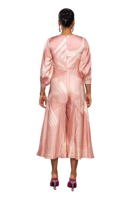 Vedika M Purple Satin Sweetheart Neck Abstract Print Culottes Jumpsuit Online at Aza Fashions Vedika M_Purple Satin Sweetheart Neck Abstract Print Culottes Jumpsuit _Online_at_Aza_Fashions