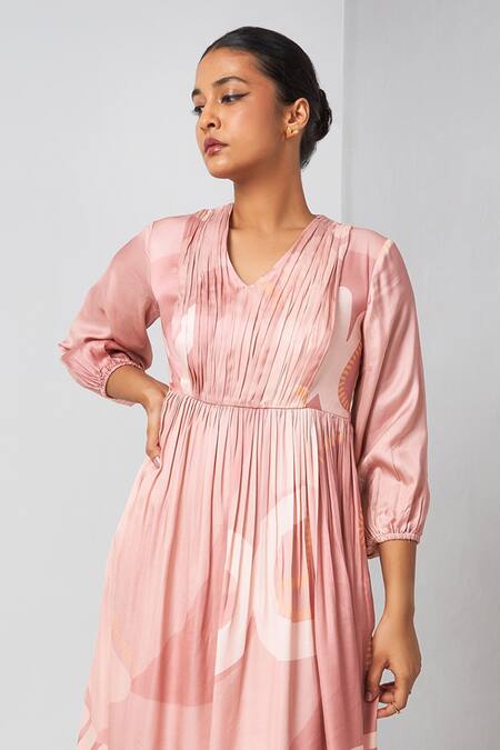 Shop Vedika M Purple Satin V-neck Abstract Print Dress Online at Aza Fashions Shop_Vedika M_Purple Satin V-neck Abstract Print Dress _Online_at_Aza_Fashions