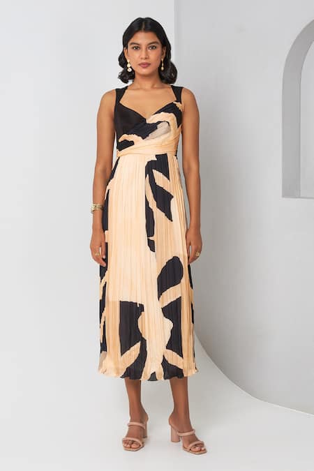 Vedika M Abstract Print Pleated Dress 