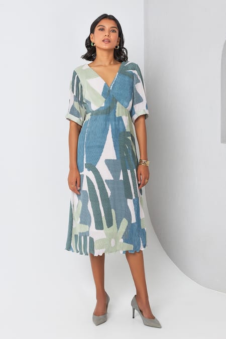 Vedika M Printed Textured Dress 