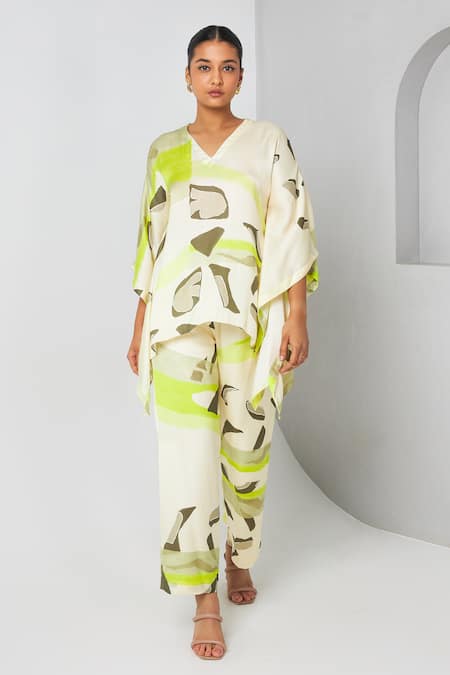 Vedika M Abstract Print Kaftan With Pant 