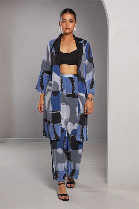 Vedika M Abstract Print Jacket Pant Set 