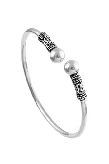 Noor_Silver Plated Plane Twister Bangle_Online_at_Aza_Fashions