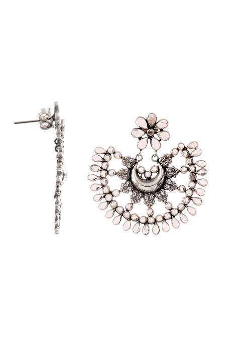 Buy_Noor_White Stone Floral Chandbali Earrings _Online_at_Aza_Fashions