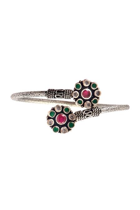 Buy_Noor_Multi Color Cut Work Floral Twister Bangle_Online_at_Aza_Fashions