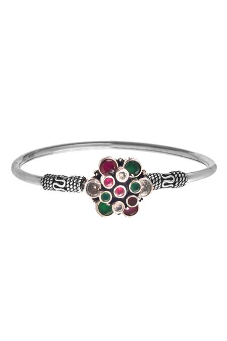 Buy_Noor_Multi Color Cut Work Floral Bangle_Online_at_Aza_Fashions