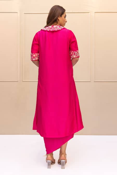 Koashee By Shubitaa Floral Embroidered Jacket With Asymmetric Inner Dress 