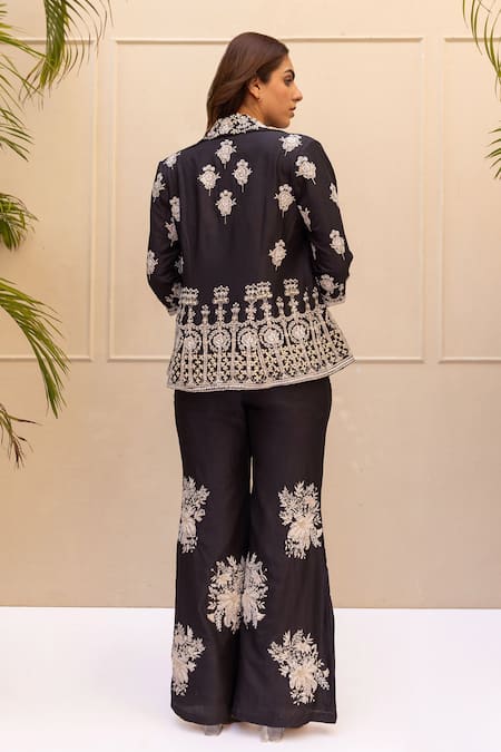 Koashee By Shubitaa Zardozi Embroidered Blazer Pant Set 