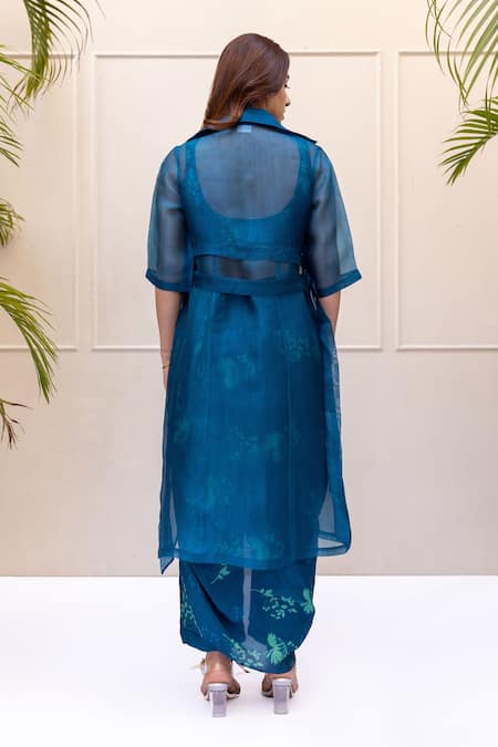 Koashee By Shubitaa Floral Print Draped Skirt Cape Set 