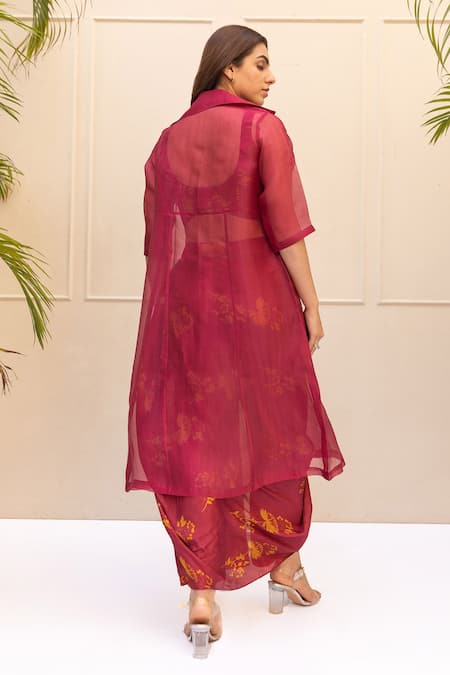 Koashee By Shubitaa Blossom Print Draped Skirt Cape Set 