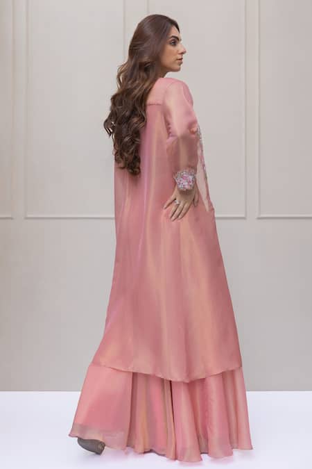 Koashee By Shubitaa Floral Embroidered Cape Sharara Set 