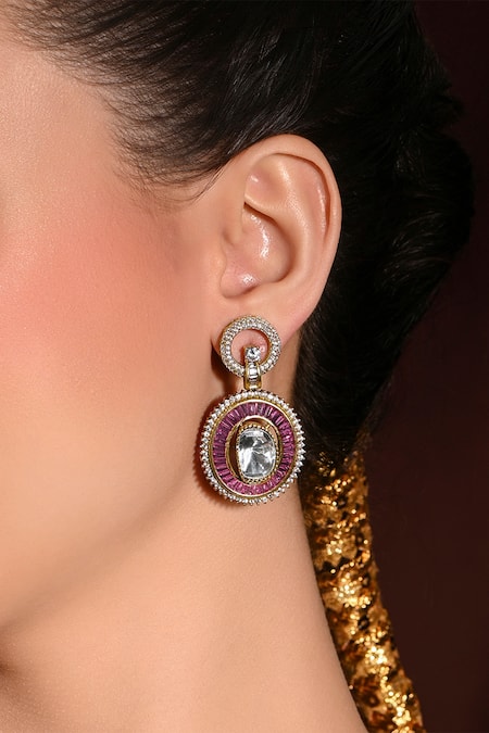 Joules By Radhika Red Stones Ravishing Embellished Danglers Online at Aza Fashions Joules By Radhika_Red Stones Ravishing Embellished Danglers _Online_at_Aza_Fashions