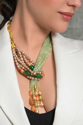 Joules by Radhika_Multi Color Enchanted Bead Embellished Scarf Necklace_Online_at_Aza_Fashions