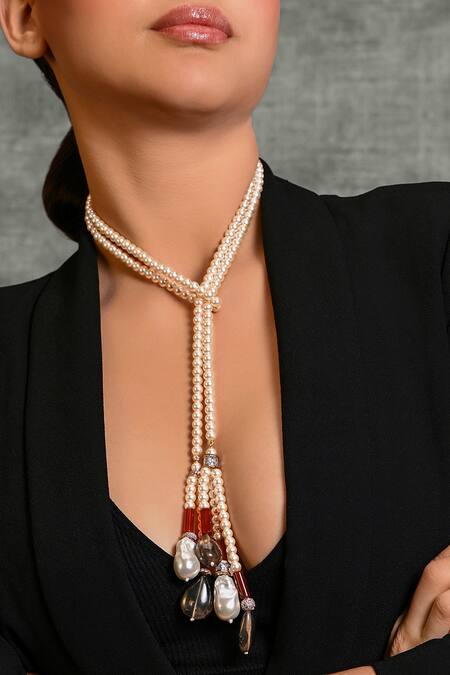 Buy_Joules by Radhika_Gold Plated Galore Beaded Scarf Necklace_Online_at_Aza_Fashions