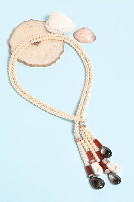 Joules by Radhika_Gold Plated Galore Beaded Scarf Necklace_at_Aza_Fashions