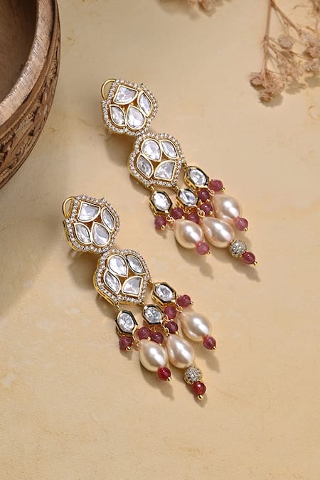 Shop Joules By Radhika Multi Color Beads, Stones, Zari Effervescent Embellished Dangler Earrings at Aza Fashions Shop_Joules By Radhika_Multi Color Beads, Stones, Zari Effervescent Embellished Dangler Earrings _at_Aza_Fashions