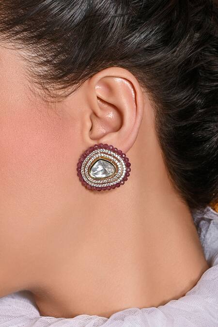 Joules By Radhika Red Beads, Stones Zestful Embellished Stud Earrings Online at Aza Fashions Joules By Radhika_Red Beads, Stones Zestful Embellished Stud Earrings _Online_at_Aza_Fashions